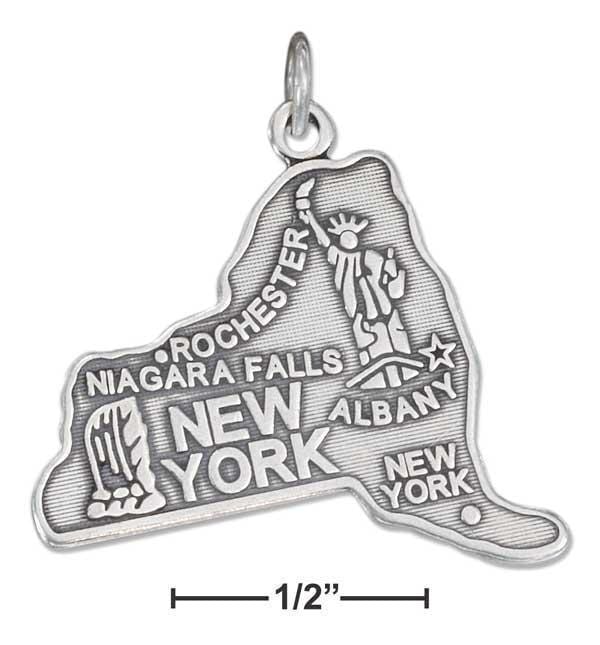 Silver Charms & Pendants Sterling Silver Antiqued New York State Charm JadeMoghul Inc.