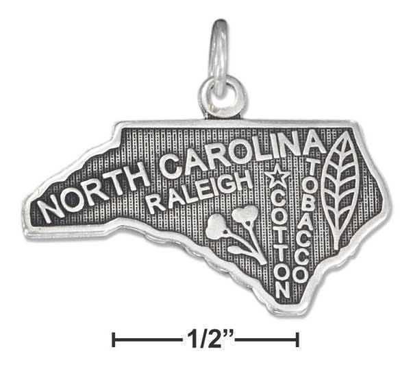 Silver Charms & Pendants Sterling Silver Antiqued North Carolina State Charm JadeMoghul Inc.