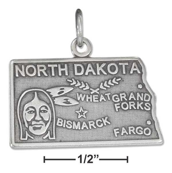 Silver Charms & Pendants Sterling Silver Antiqued North Dakota State Charm JadeMoghul Inc.