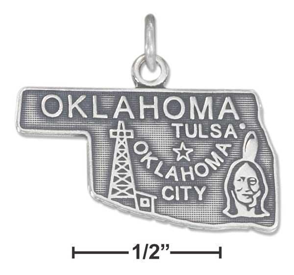 Silver Charms & Pendants Sterling Silver Antiqued Oklahoma State Charm JadeMoghul Inc.