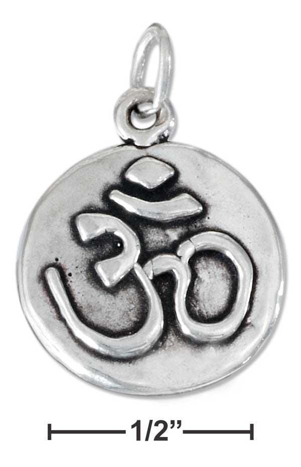 Silver Charms & Pendants STERLING SILVER ANTIQUED OM OR OHM SYMBOL DISK CHARM JadeMoghul