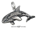 Silver Charms & Pendants Sterling Silver Antiqued Orca Whale Pendant JadeMoghul Inc.