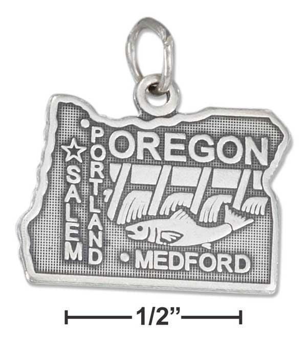 Silver Charms & Pendants Sterling Silver Antiqued Oregon State Charm JadeMoghul Inc.