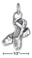 Silver Charms & Pendants Sterling Silver Antiqued Pair Of Ballet Slippers Charm JadeMoghul Inc.