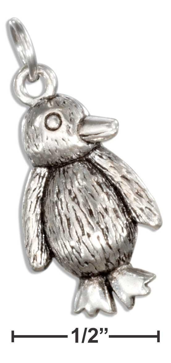 Silver Charms & Pendants STERLING SILVER ANTIQUED PENGUIN CHARM JadeMoghul