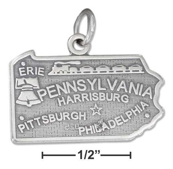 Silver Charms & Pendants Sterling Silver Antiqued Pennsylvania State Charm JadeMoghul Inc.