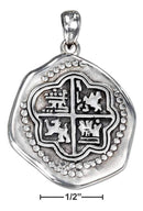 Silver Charms & Pendants Sterling Silver Antiqued Pirate Coin Pendant JadeMoghul Inc.