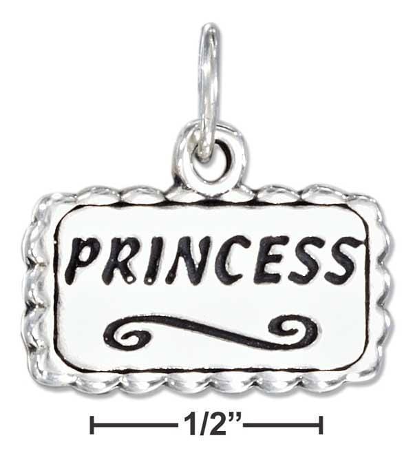 Silver Charms & Pendants Sterling Silver Antiqued Plaque With "Princess" Charm JadeMoghul Inc.