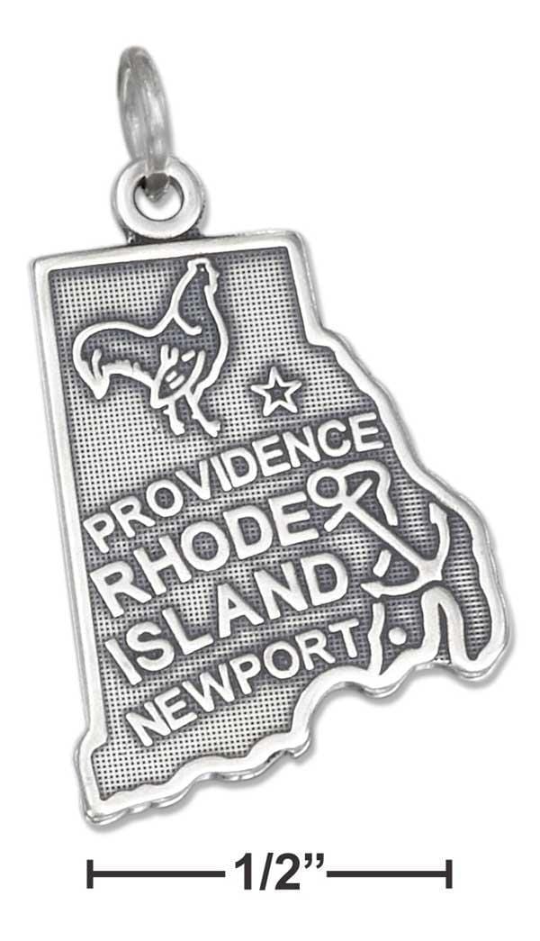 Silver Charms & Pendants Sterling Silver Antiqued Rhode Island State Charm JadeMoghul Inc.