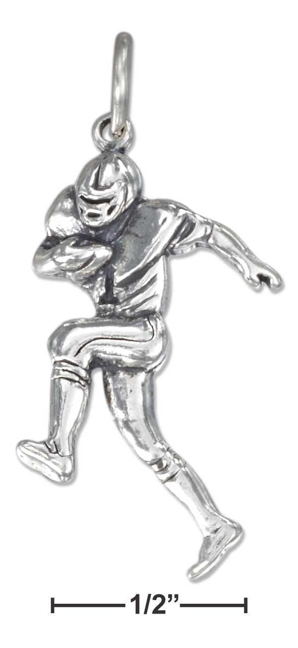 Silver Charms & Pendants Sterling Silver Antiqued Running Football Player Charm JadeMoghul Inc.