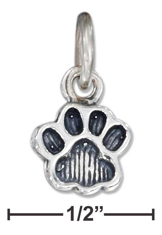 Silver Charms & Pendants Sterling Silver Antiqued Small Paw Print Charm JadeMoghul Inc.