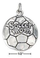 Silver Charms & Pendants Sterling Silver Antiqued Soccer Ball With "Soccer Mom" Charm JadeMoghul Inc.