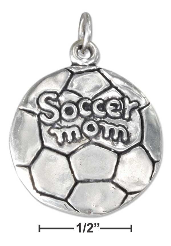 Silver Charms & Pendants Sterling Silver Antiqued Soccer Ball With "Soccer Mom" Charm JadeMoghul Inc.