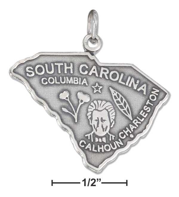 Silver Charms & Pendants Sterling Silver Antiqued South Carolina State Charm JadeMoghul Inc.