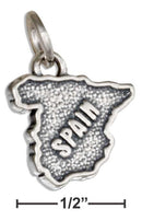 Silver Charms & Pendants Sterling Silver Antiqued "Spain" Map Charm JadeMoghul Inc.