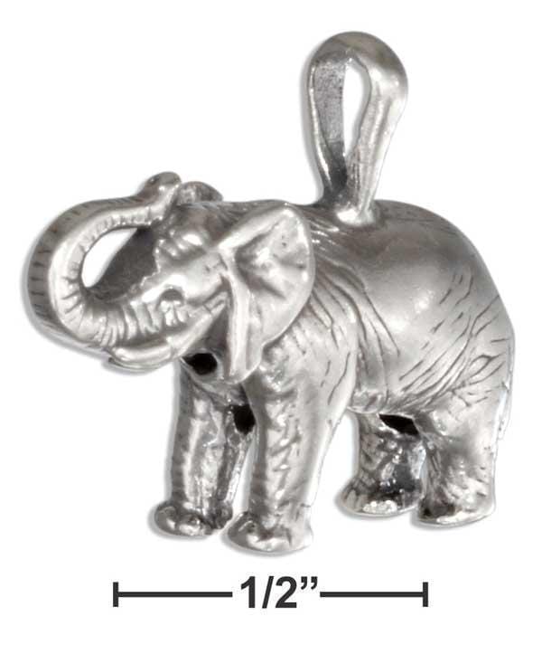 Silver Charms & Pendants Sterling Silver Antiqued Standing Elephant Pendant With Trunk Up JadeMoghul Inc.