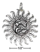 Silver Charms & Pendants Sterling Silver Antiqued Sun Charm With Celestial Themed Center JadeMoghul Inc.