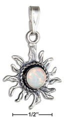 Silver Charms & Pendants STERLING SILVER ANTIQUED SYNTHETIC WHITE OPAL SUN PENDANT JadeMoghul