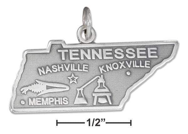 Silver Charms & Pendants Sterling Silver Antiqued Tennessee State Charm JadeMoghul Inc.