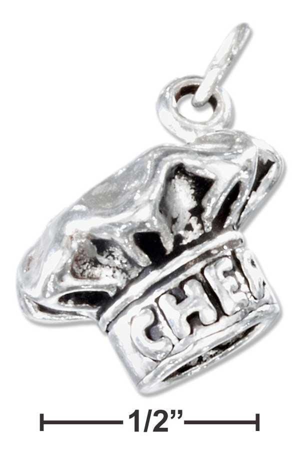 Silver Charms & Pendants Sterling Silver Antiqued Three Dimensional "Chef" Hat Charm JadeMoghul Inc.