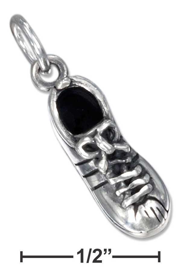 Silver Charms & Pendants Sterling Silver Antiqued Three Dimensional Running Shoe Sneaker Charm JadeMoghul Inc.