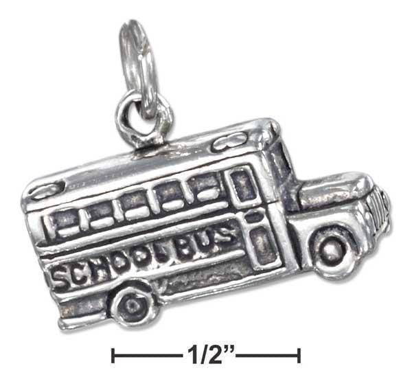 Silver Charms & Pendants Sterling Silver Antiqued Three Dimensional School Bus Charm JadeMoghul Inc.