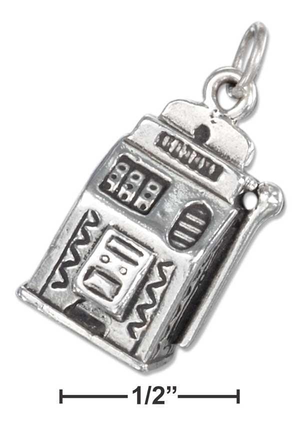 Silver Charms & Pendants Sterling Silver Antiqued Three Dimensional Slot Machine Charm JadeMoghul Inc.