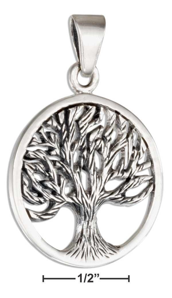 Silver Charms & Pendants Sterling Silver Antiqued Tree Of Life Pendant JadeMoghul Inc.