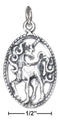 Silver Charms & Pendants Sterling Silver Antiqued Unicorn Charm In Oval JadeMoghul Inc.