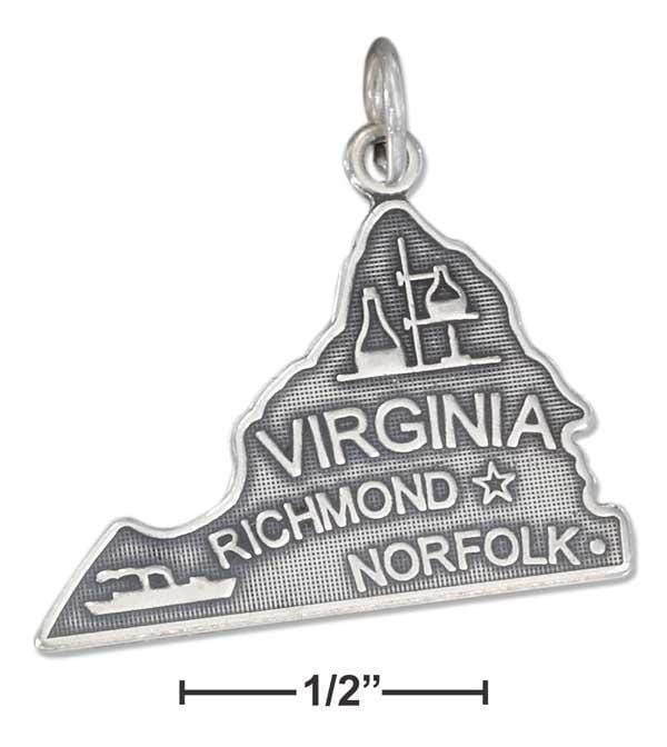 Silver Charms & Pendants Sterling Silver Antiqued Virginia State Charm JadeMoghul Inc.