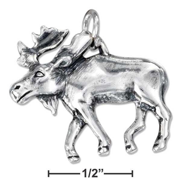 Silver Charms & Pendants Sterling Silver Antiqued Walking Moose Charm JadeMoghul Inc.