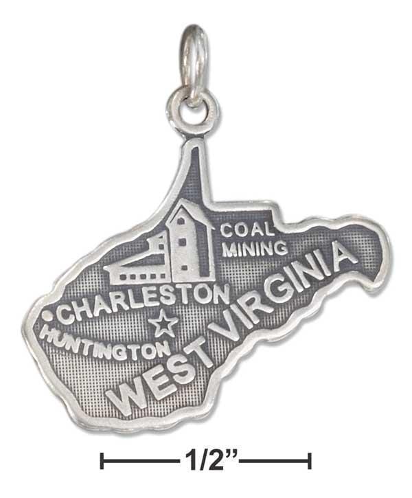 Silver Charms & Pendants Sterling Silver Antiqued West Virginia State Charm JadeMoghul Inc.