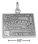 Silver Charms & Pendants Sterling Silver Antiqued Wyoming State Charm JadeMoghul Inc.