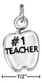 Silver Charms & Pendants Sterling Silver Apple With "#1 Teacher" Charm JadeMoghul Inc.