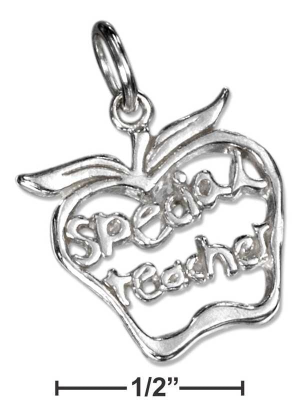 Silver Charms & Pendants Sterling Silver Apple With "Special Teacher" Charm JadeMoghul Inc.