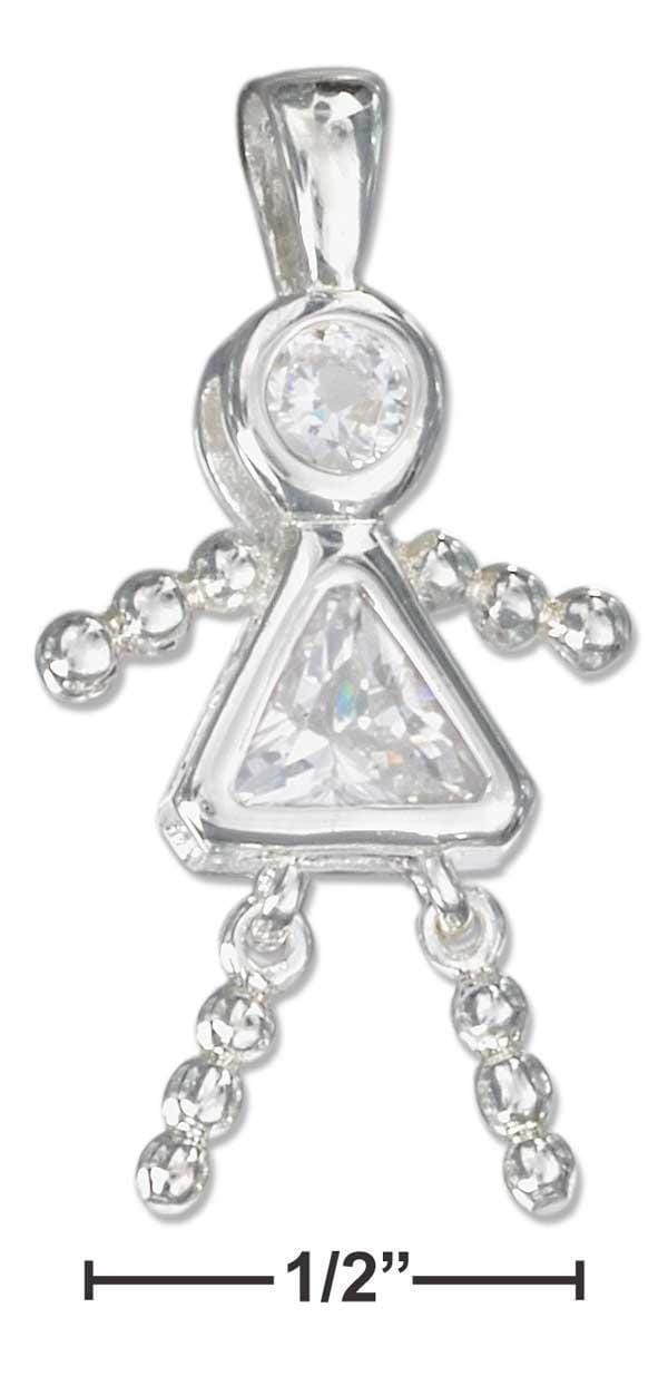 Silver Charms & Pendants Sterling Silver April Clear Cubic Zirconia Birthstone Girl Pendant JadeMoghul Inc.