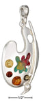Silver Charms & Pendants Sterling Silver Artist Palette Pendant With Multicolor Baltic Amber And Enamel JadeMoghul