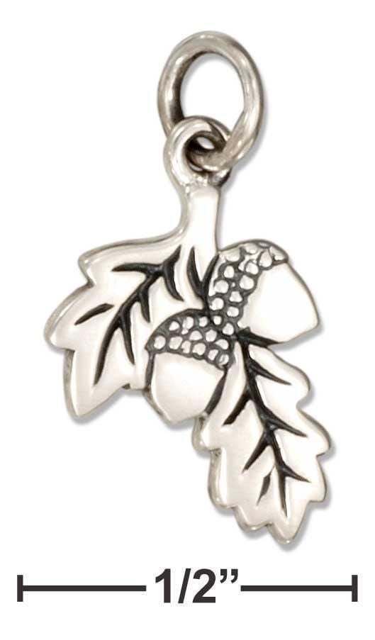 Silver Charms & Pendants Sterling Silver Autumn Oak Leaves With Acorns Charm JadeMoghul Inc.