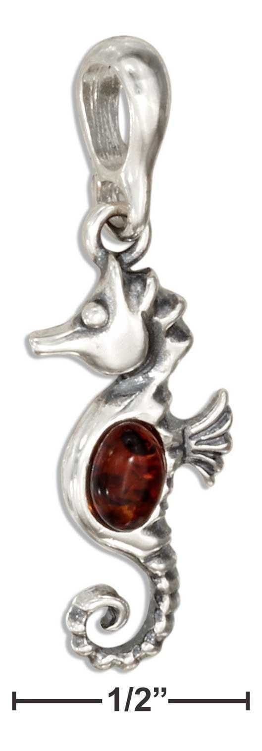 Silver Charms & Pendants Sterling Silver Baltic Amber Seahorse Pendant JadeMoghul