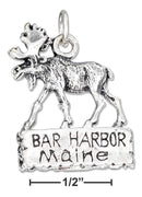 Silver Charms & Pendants Sterling Silver "Bar Harbor Maine" Sign With Moose Charm JadeMoghul Inc.