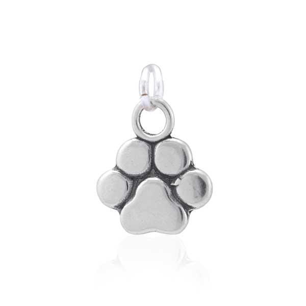 Silver Charms & Pendants Sterling Silver Basic Simple Dog Paw Print Charm JadeMoghul