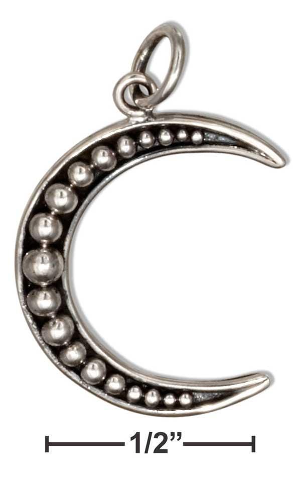 Silver Charms & Pendants Sterling Silver Beaded Crescent Moon Charm JadeMoghul