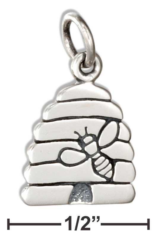 Silver Charms & Pendants Sterling Silver Bee And Beehive Charm JadeMoghul Inc.