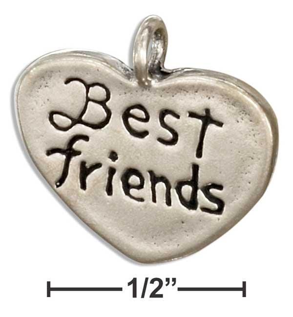 Silver Charms & Pendants Sterling Silver "Best Friends" Heart Message Pendant JadeMoghul Inc.