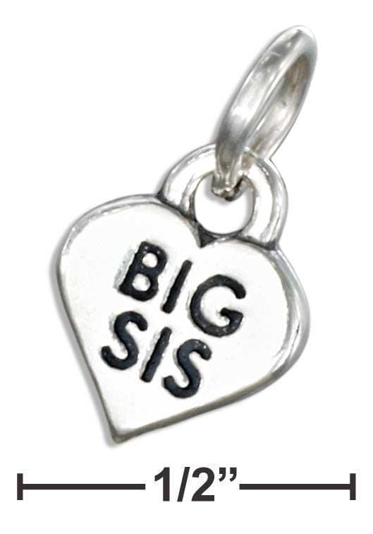 Silver Charms & Pendants STERLING SILVER "BIG SIS" HEART CHARM JadeMoghul