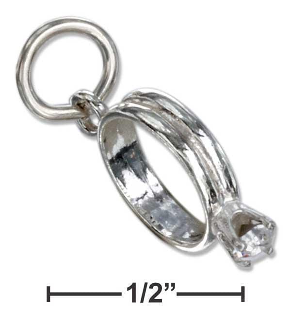 Silver Charms & Pendants Sterling Silver Birthstone Ring Charm With April Clear Cubic Zirconia JadeMoghul Inc.