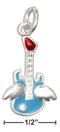 Silver Charms & Pendants Sterling Silver Blue And Red Enamel Air Guitar With Wings Charm JadeMoghul