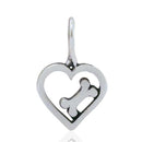 Silver Charms & Pendants Sterling Silver Bona Fide Love Dog Bone Pendant With Open Heart JadeMoghul