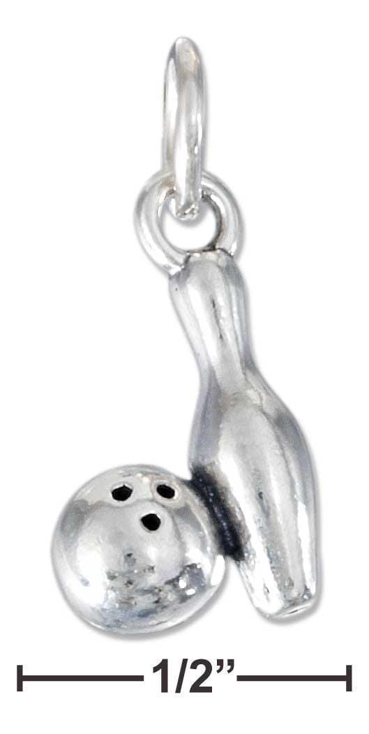 Silver Charms & Pendants Sterling Silver Bowling Pin And Bowling Ball Charm JadeMoghul Inc.