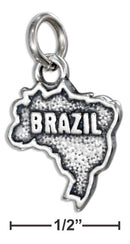 Silver Charms & Pendants STERLING SILVER "BRAZIL" MAP CHARM JadeMoghul